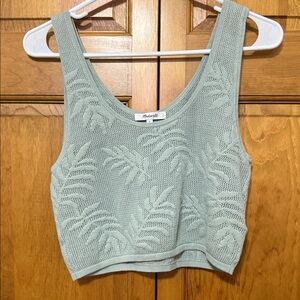Madewell Sage Green Textured Crop Top